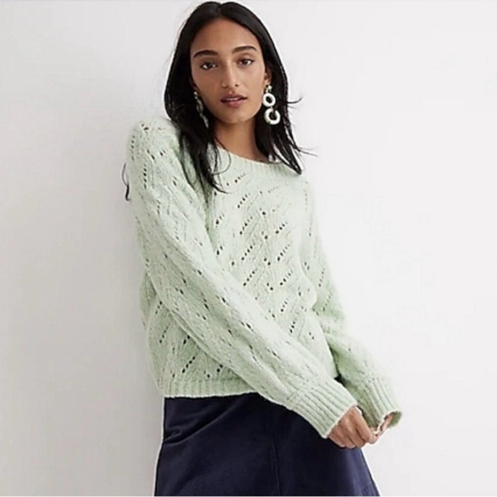 J. Crew Light Green Textured Knit Sweater